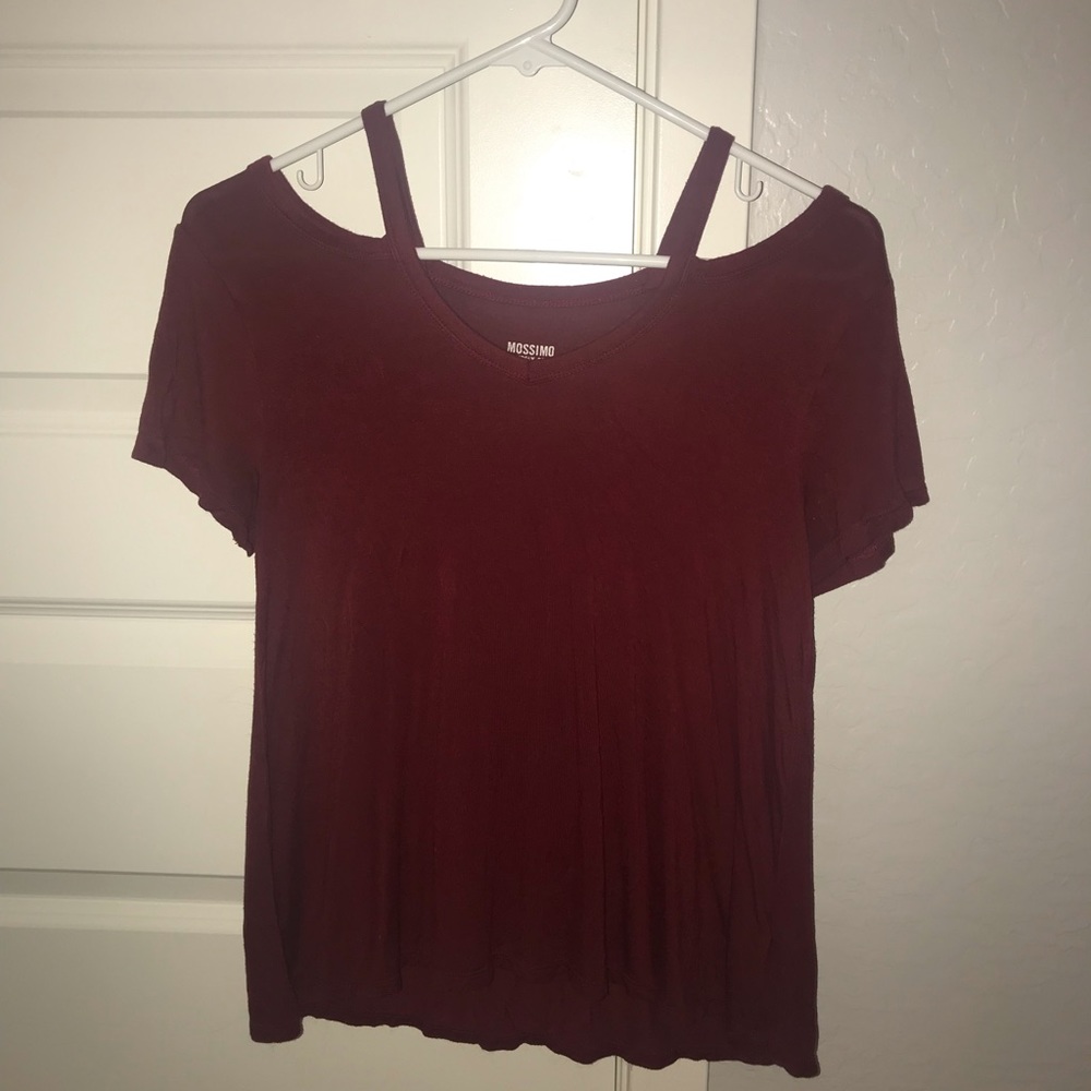 Maroon Shoulder Cut Out Top